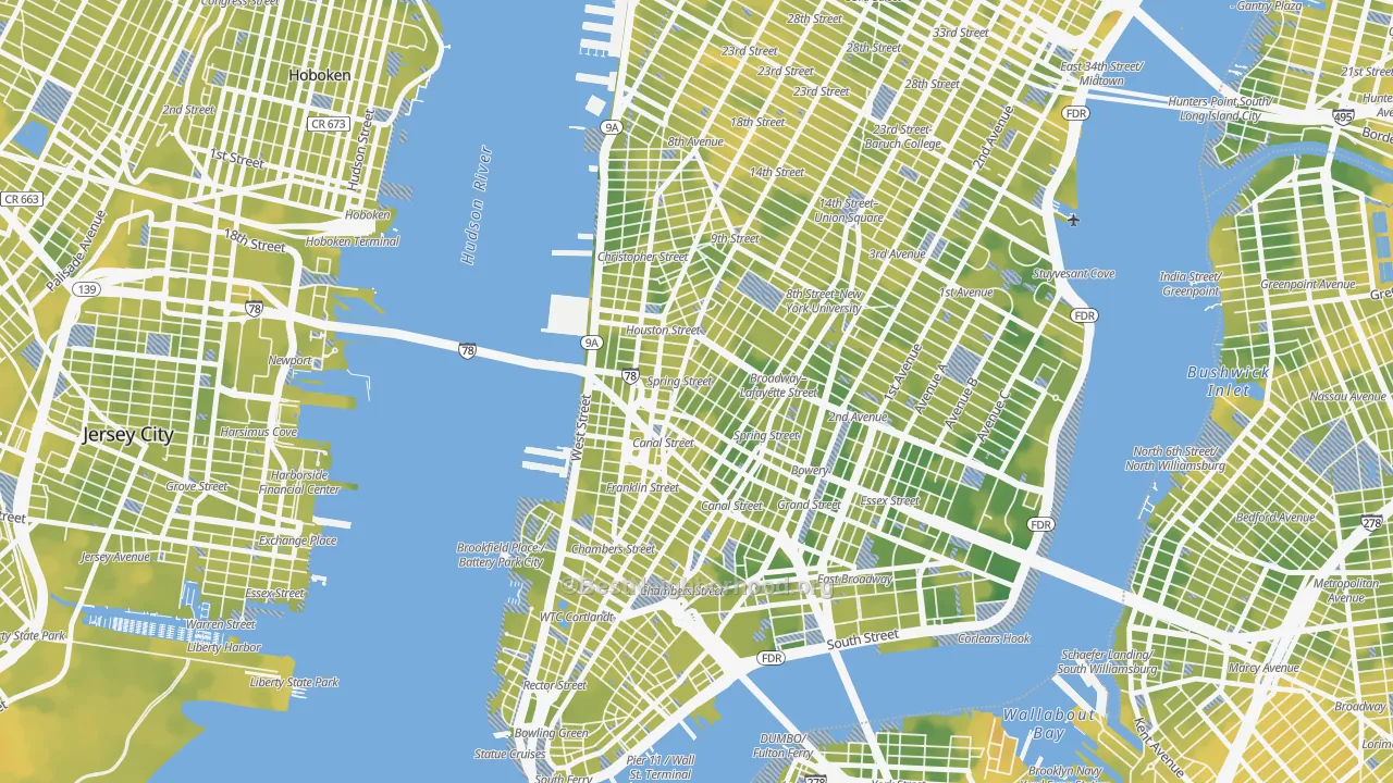 Bike Grade map of Soho, Manhattan, NY