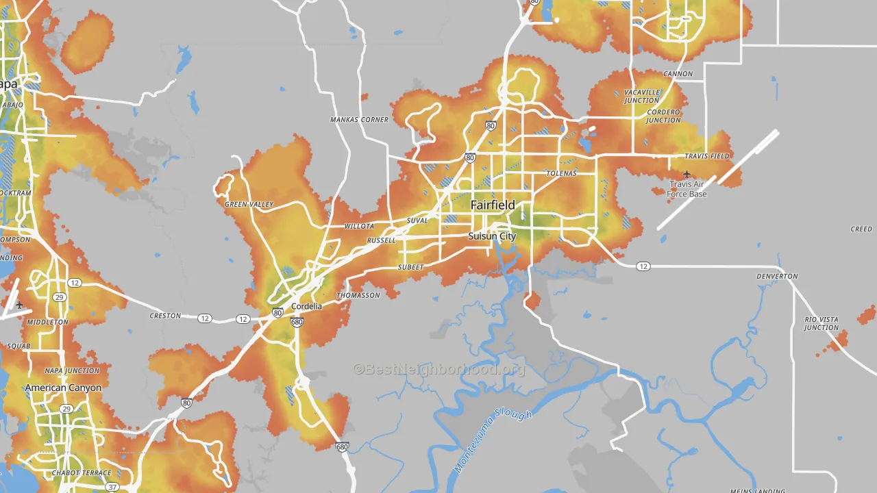 Bike Grade map of Solano County, CA