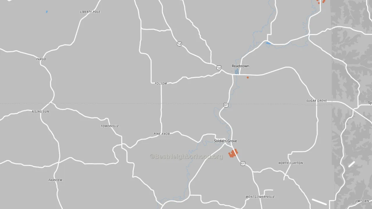 Bike Grade map of Soldiers Grove, WI
