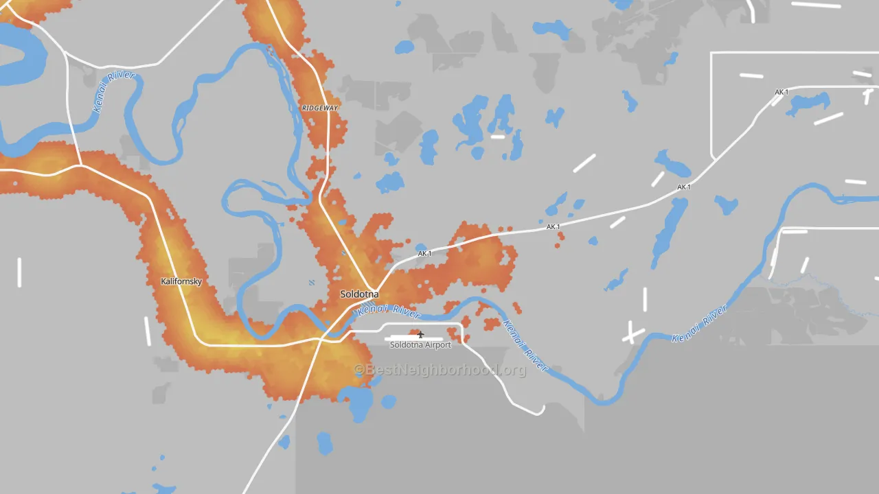 Bike Grade map of Soldotna, AK