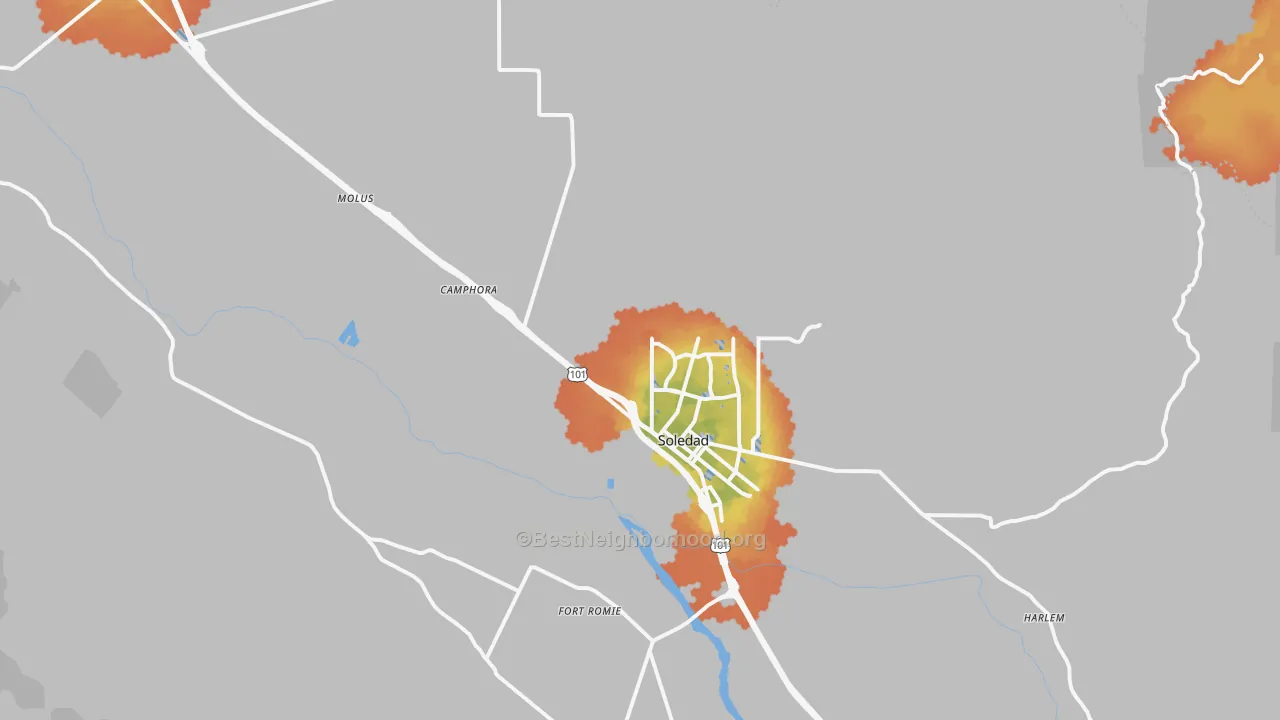 Bike Grade map of Soledad, CA