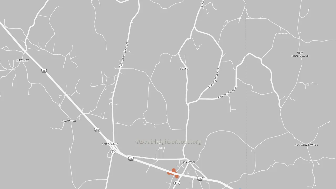 Bike Grade map of Soleo, AL