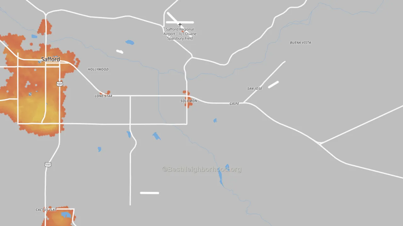 Bike Grade map of Solomon, AZ