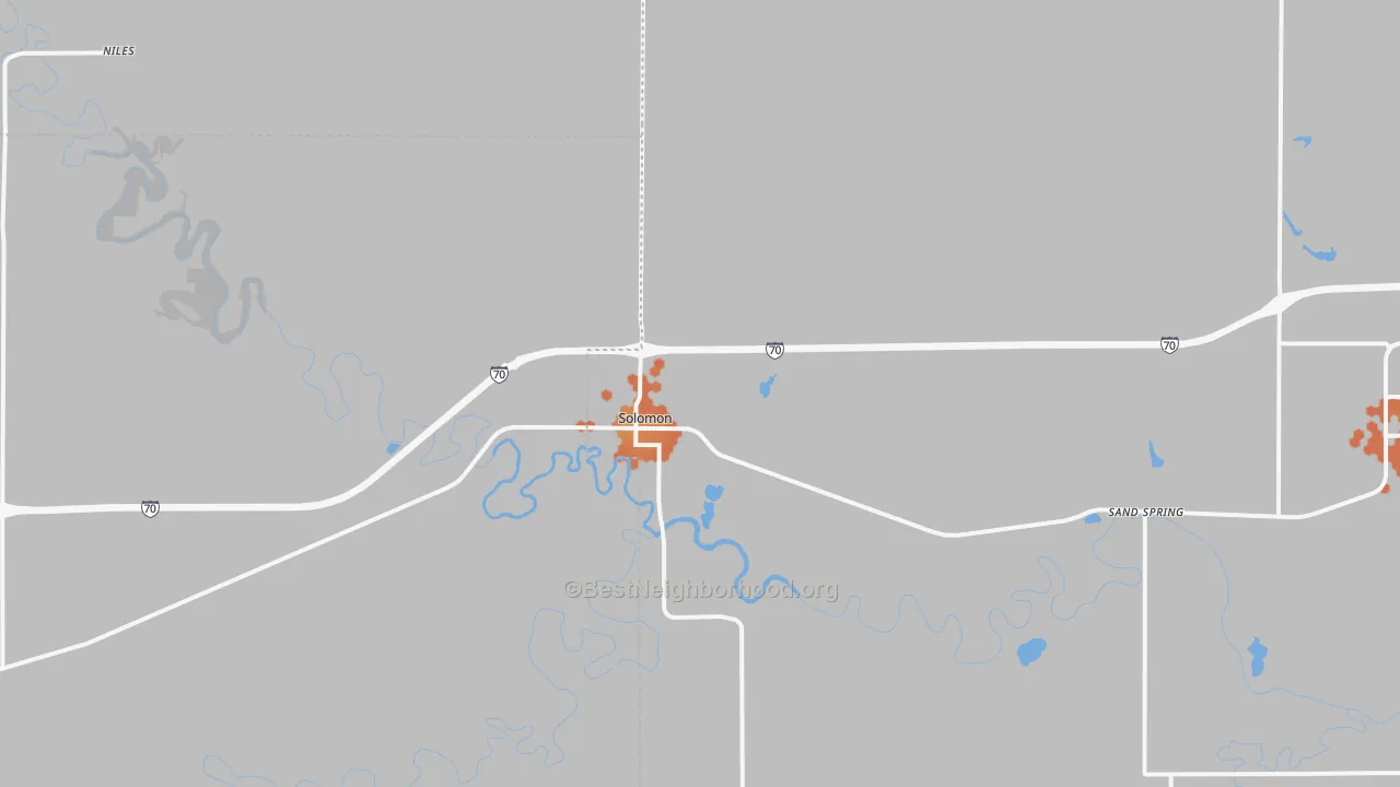 Bike Grade map of Solomon, KS