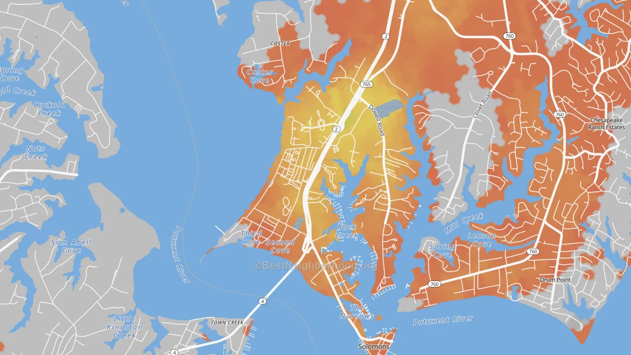 Bike Grade map of Solomons, MD