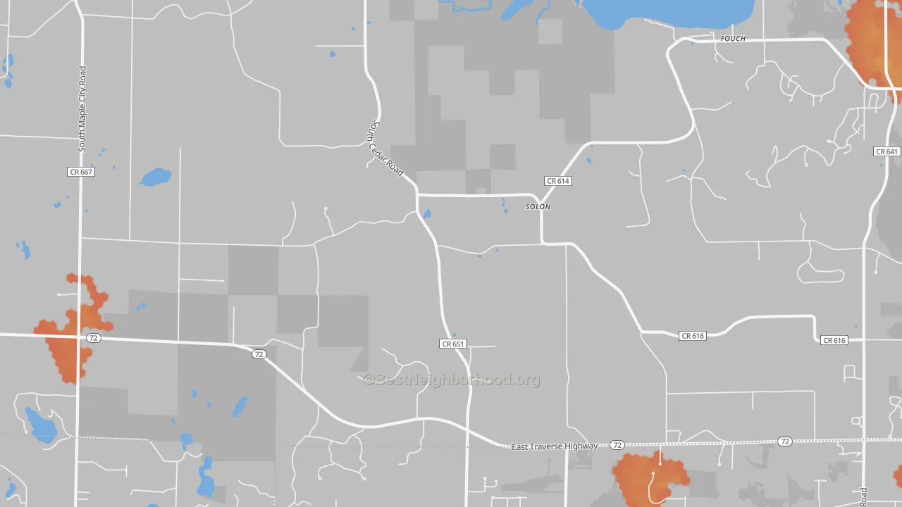 Bike Grade map of Solon, MI