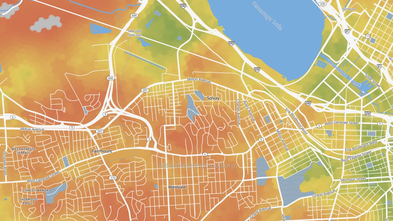 Bike Grade map of Solvay, NY