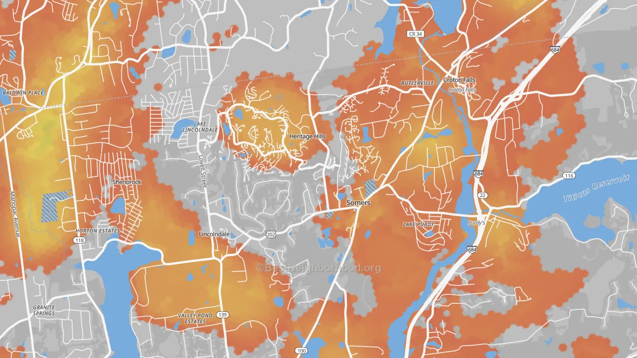Bike Grade map of Somers, NY