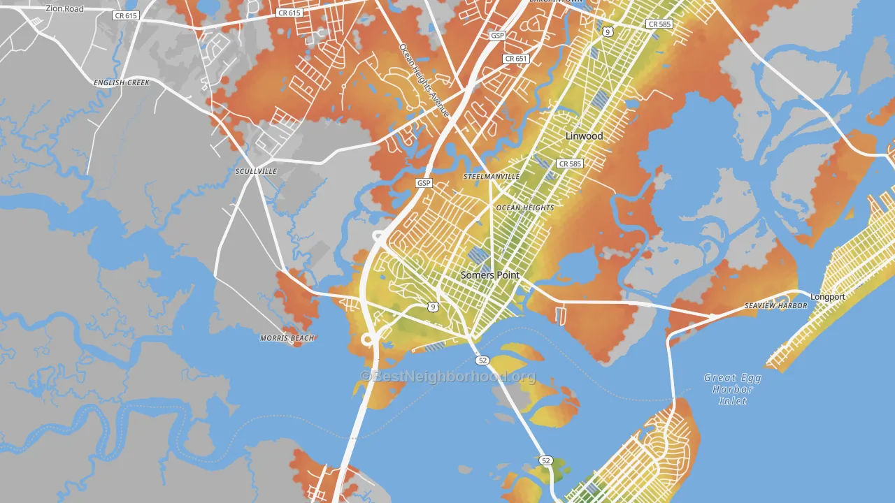 Bike Grade map of Somers Point, NJ