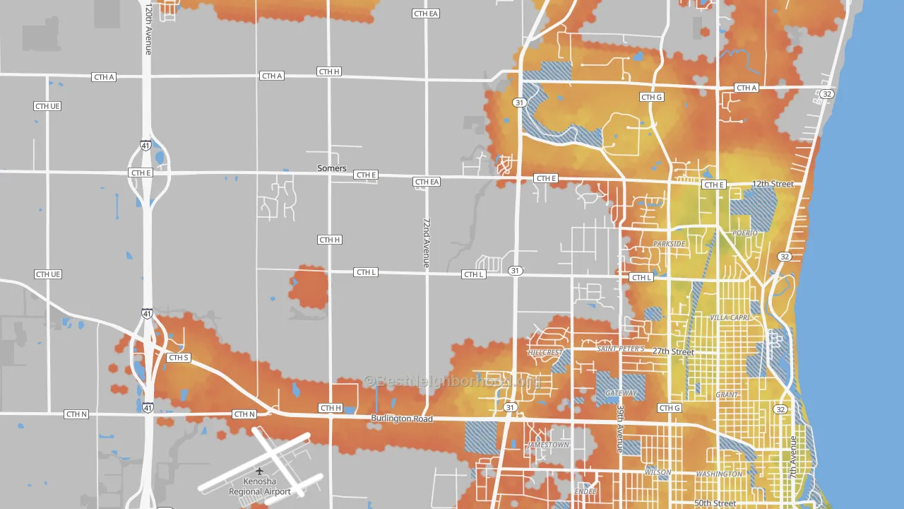 Bike Grade map of Somers, WI