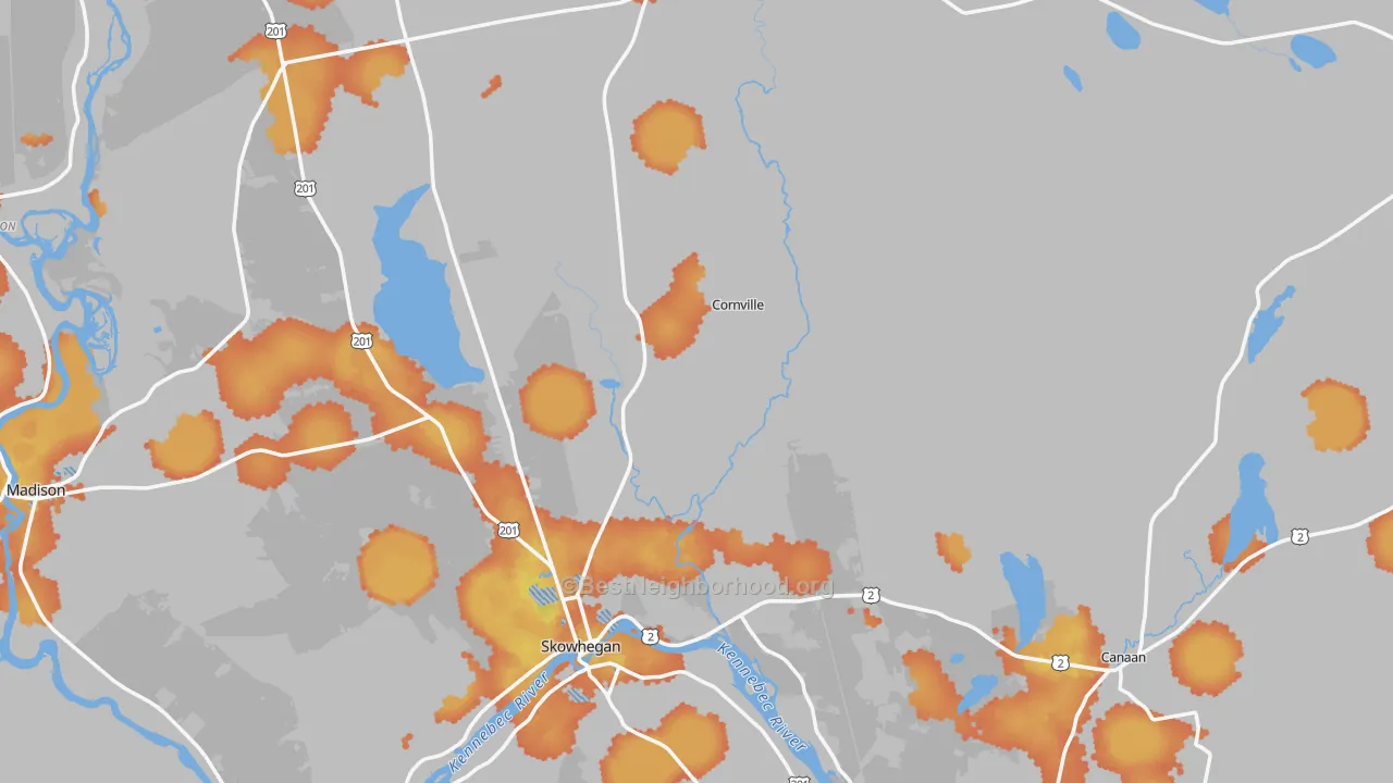 Bike Grade map of Somerset County, ME