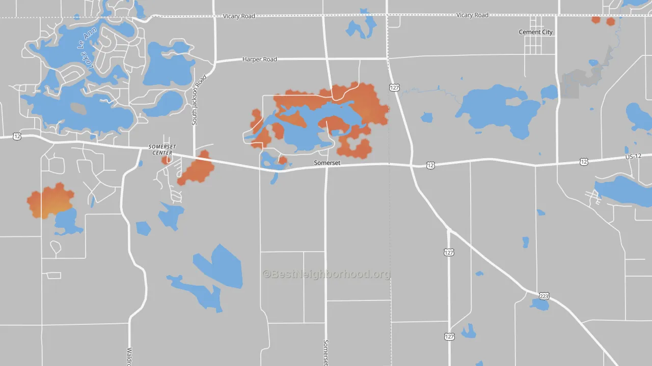 Bike Grade map of Somerset, MI
