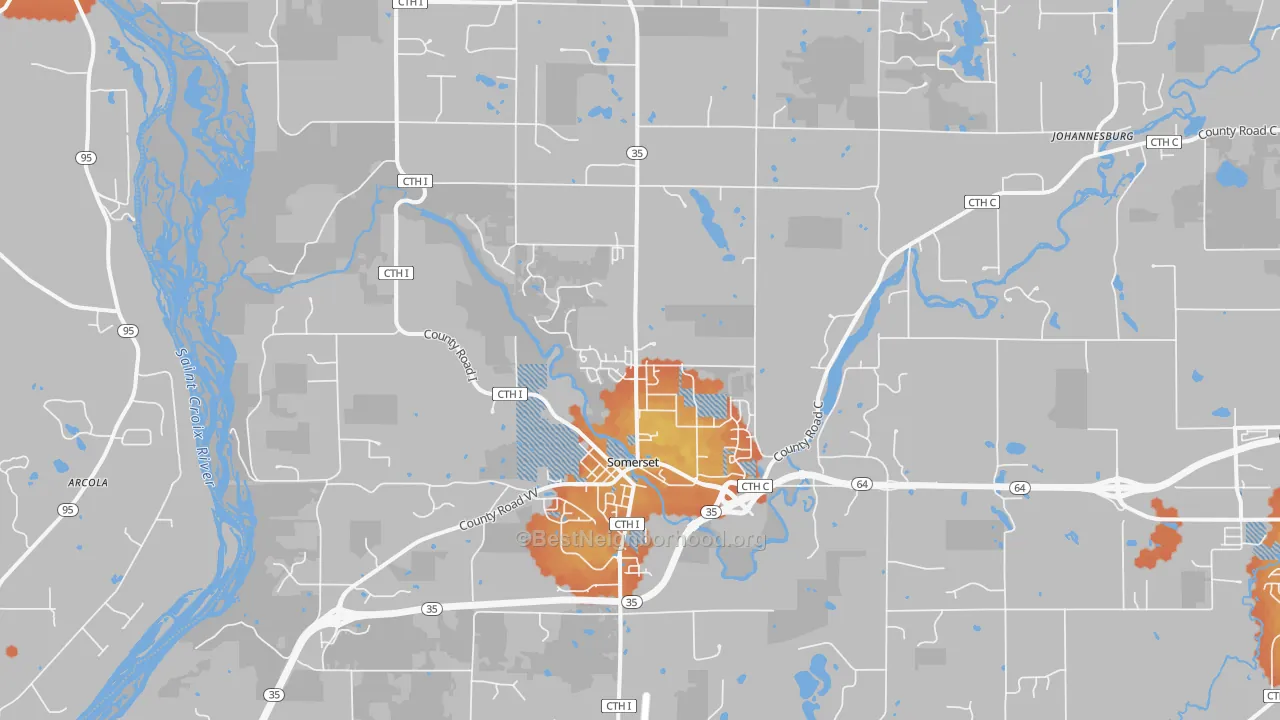 Bike Grade map of Somerset, WI