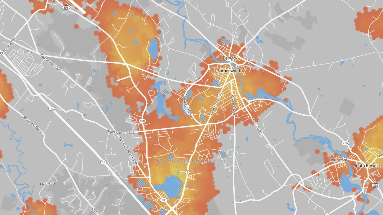 Bike Grade map of Somersworth, NH
