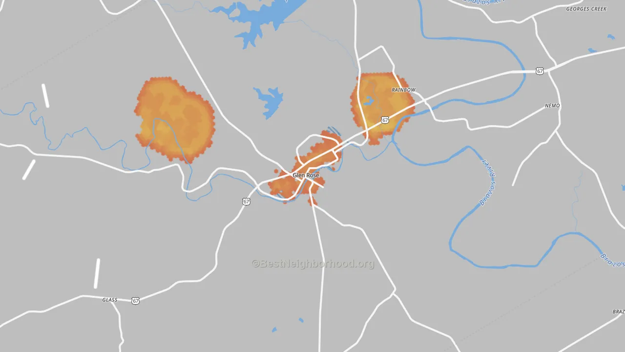Bike Grade map of Somervell County, TX