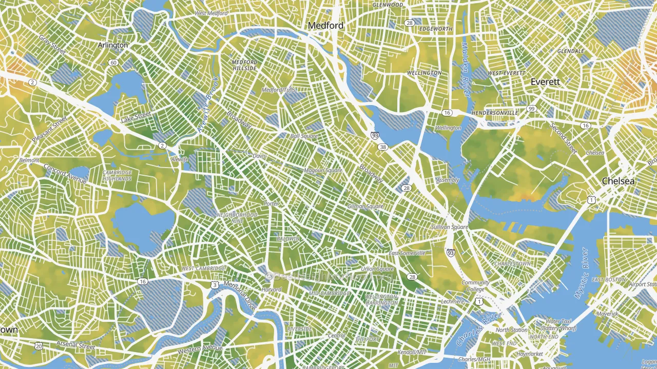 Bike Grade map of Somerville, MA