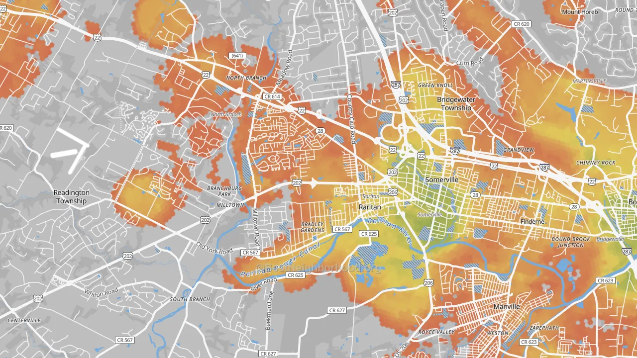Bike Grade map of Somerville, NJ