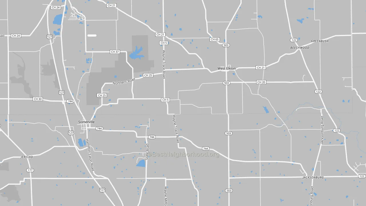 Bike Grade map of Somerville, OH