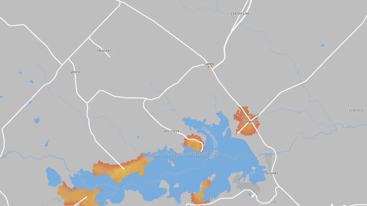 Bike Grade map of Somerville, TX