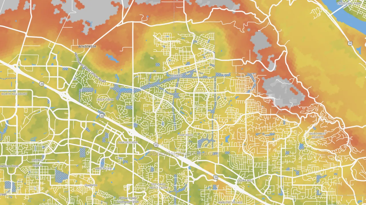 Bike Grade map of Sommerset West-Elmonica North, Bethany, OR