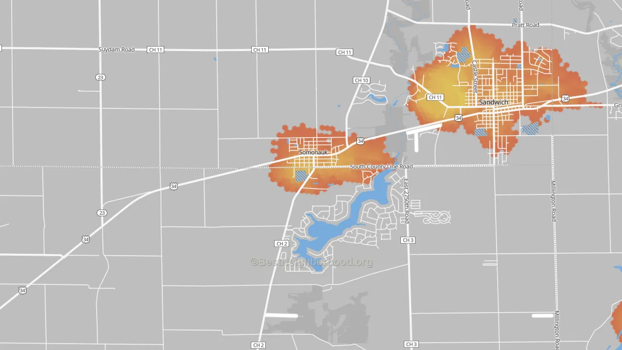Bike Grade map of Somonauk, IL