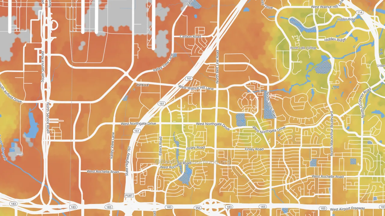 Bike Grade map of Song, Irving, TX