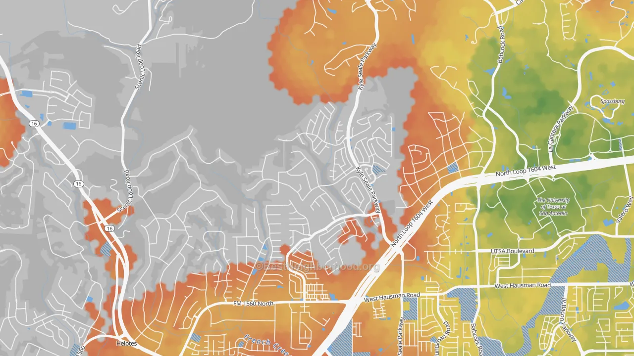 Bike Grade map of Sonoma Ranch, Helotes, TX