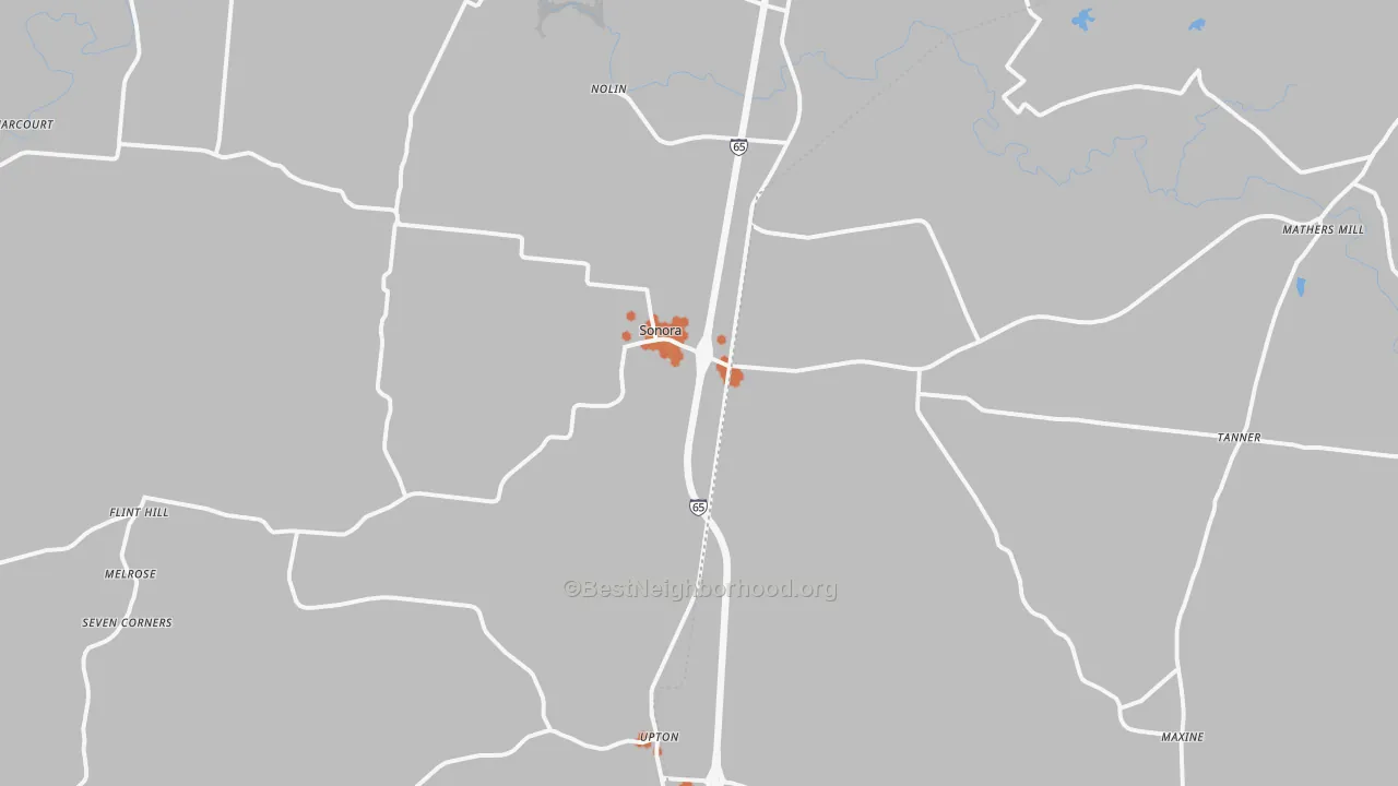 Bike Grade map of Sonora, KY