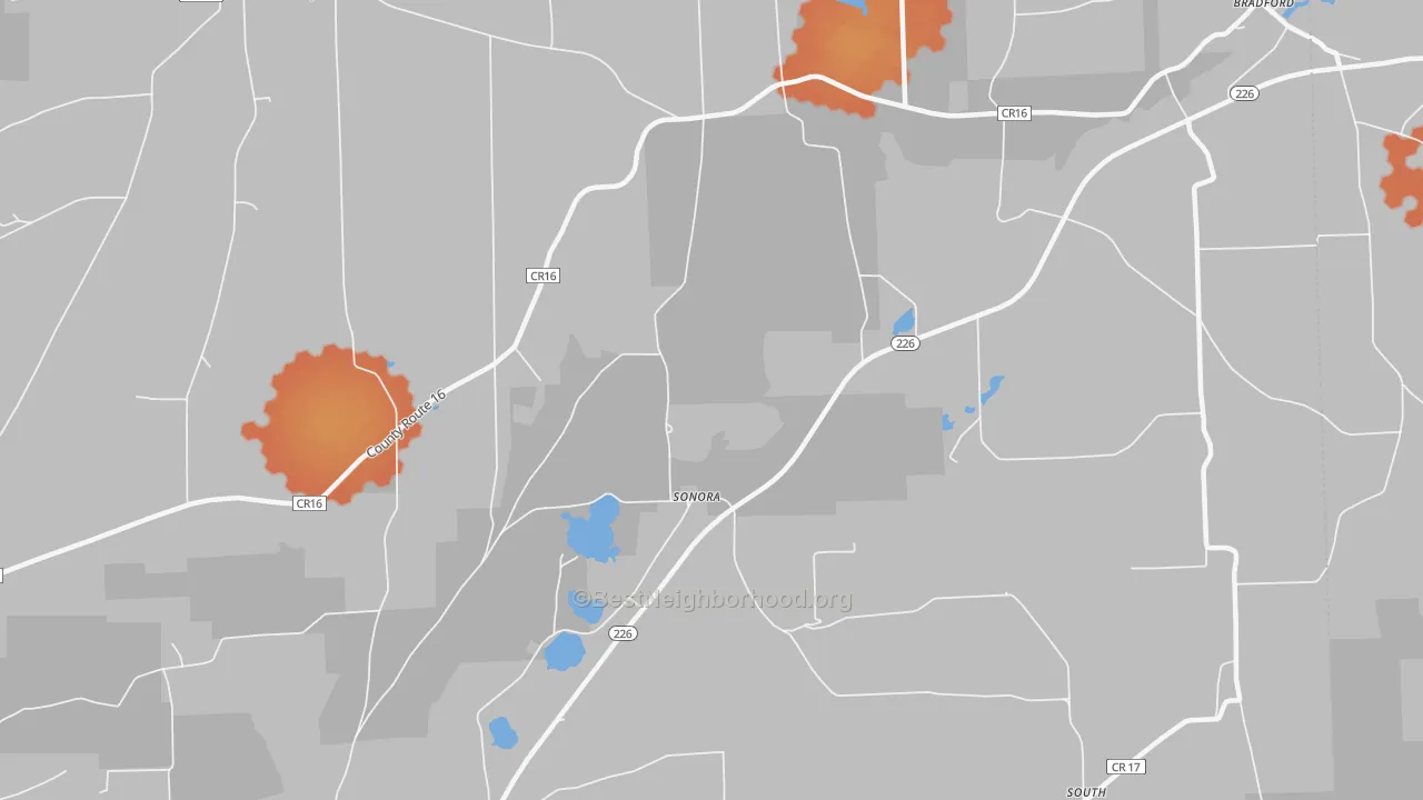 Bike Grade map of Sonora, NY