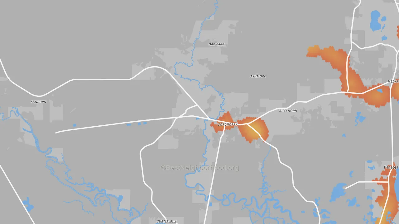 Bike Grade map of Sopchoppy, FL