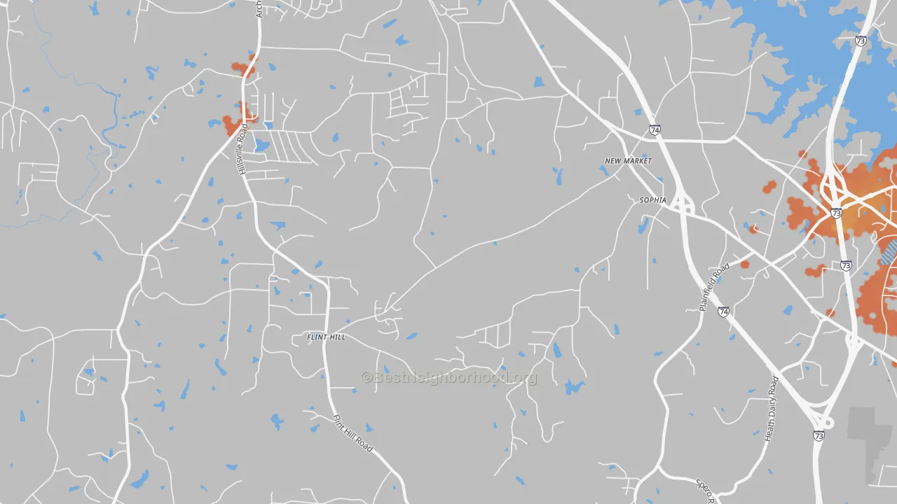 Bike Grade map of Sophia, NC