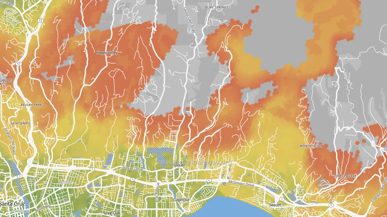 Bike Grade map of Soquel, CA
