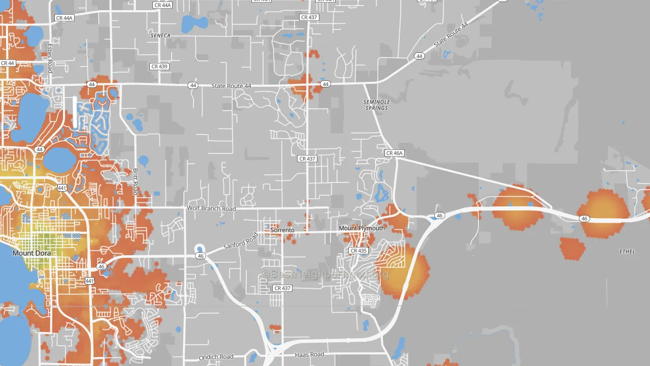 Bike Grade map of Sorrento, FL