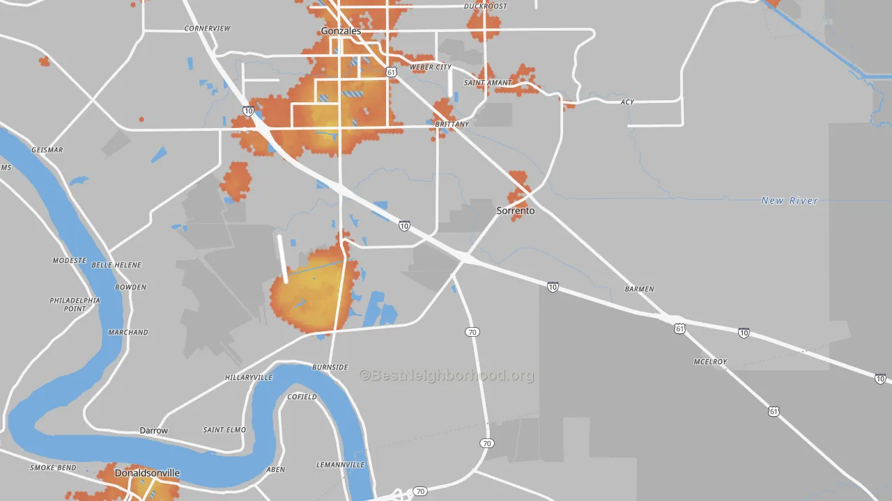 Bike Grade map of Sorrento, LA