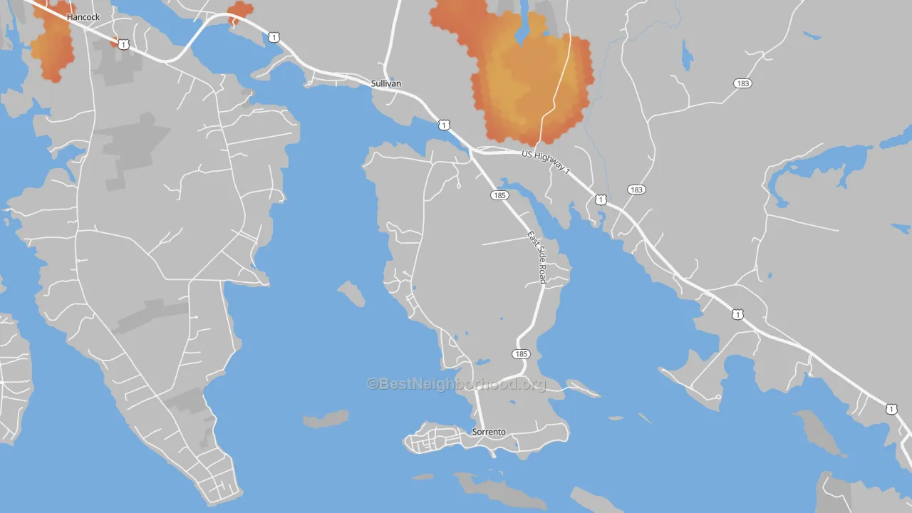 Bike Grade map of Sorrento, ME