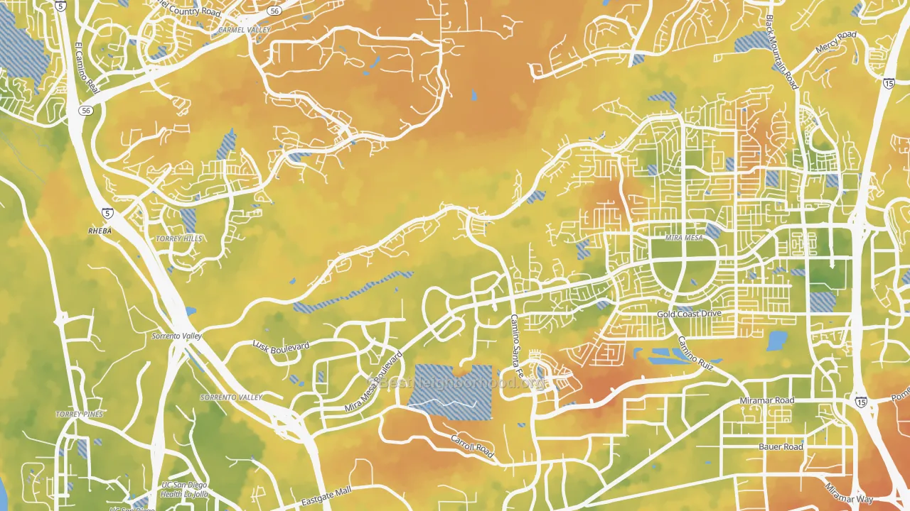 Bike Grade map of Sorrento Valley, San Diego, CA