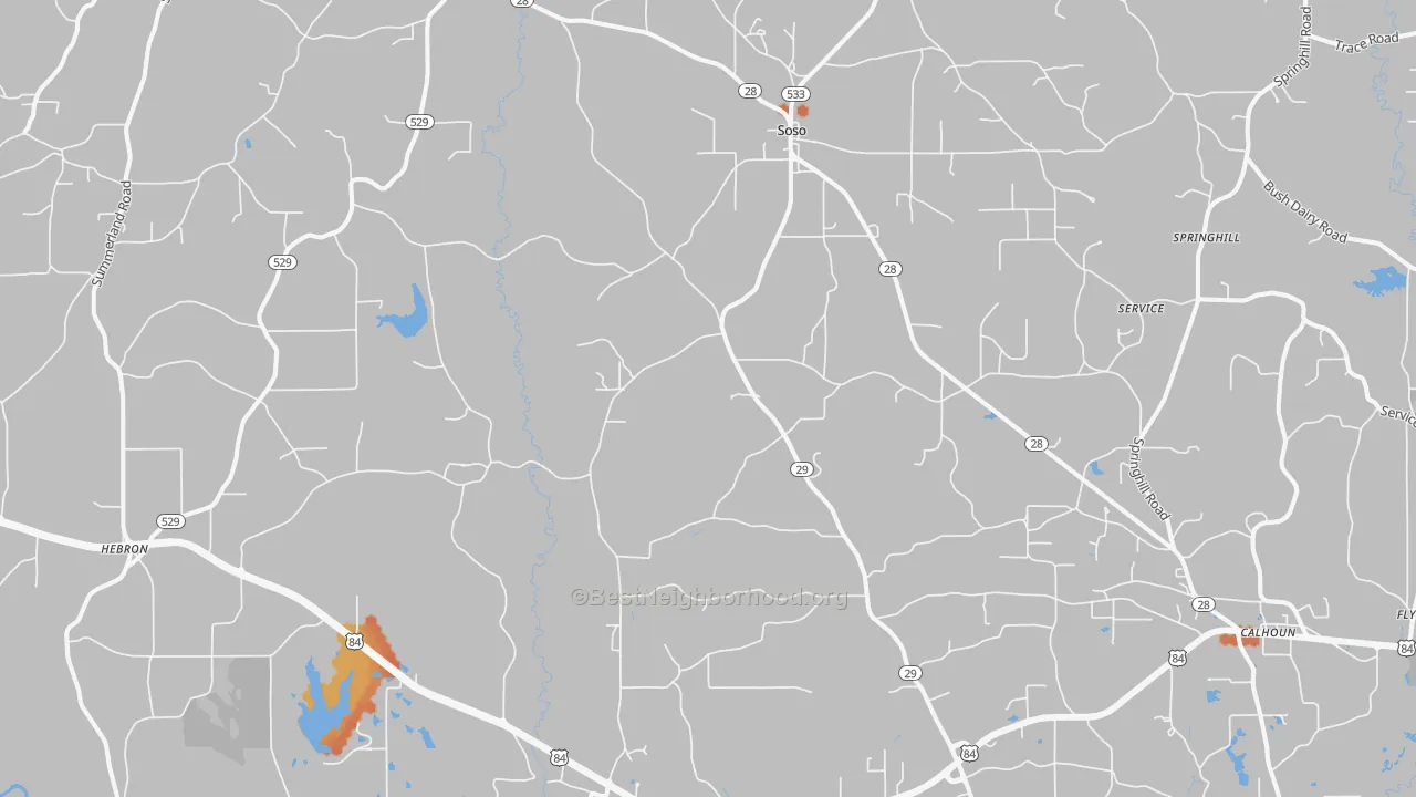 Bike Grade map of Soso, MS