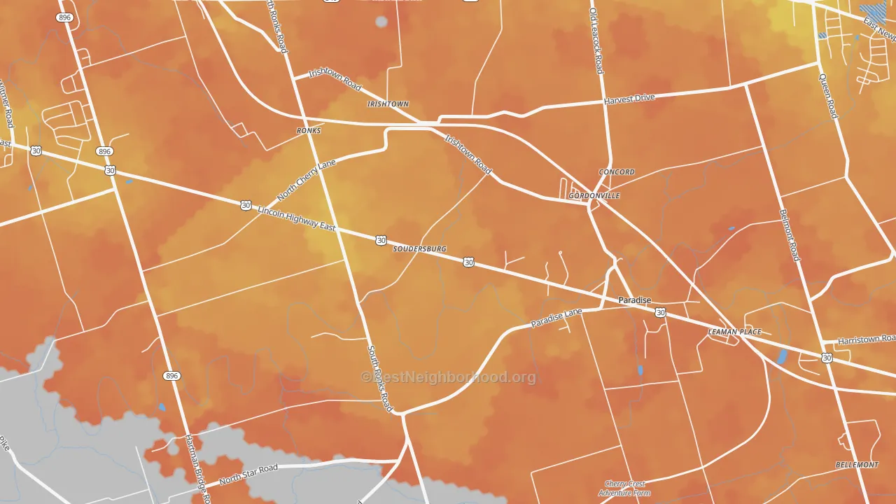 Bike Grade map of Soudersburg, PA