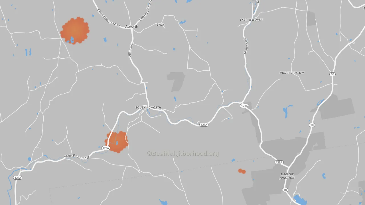Bike Grade map of South Acworth, NH