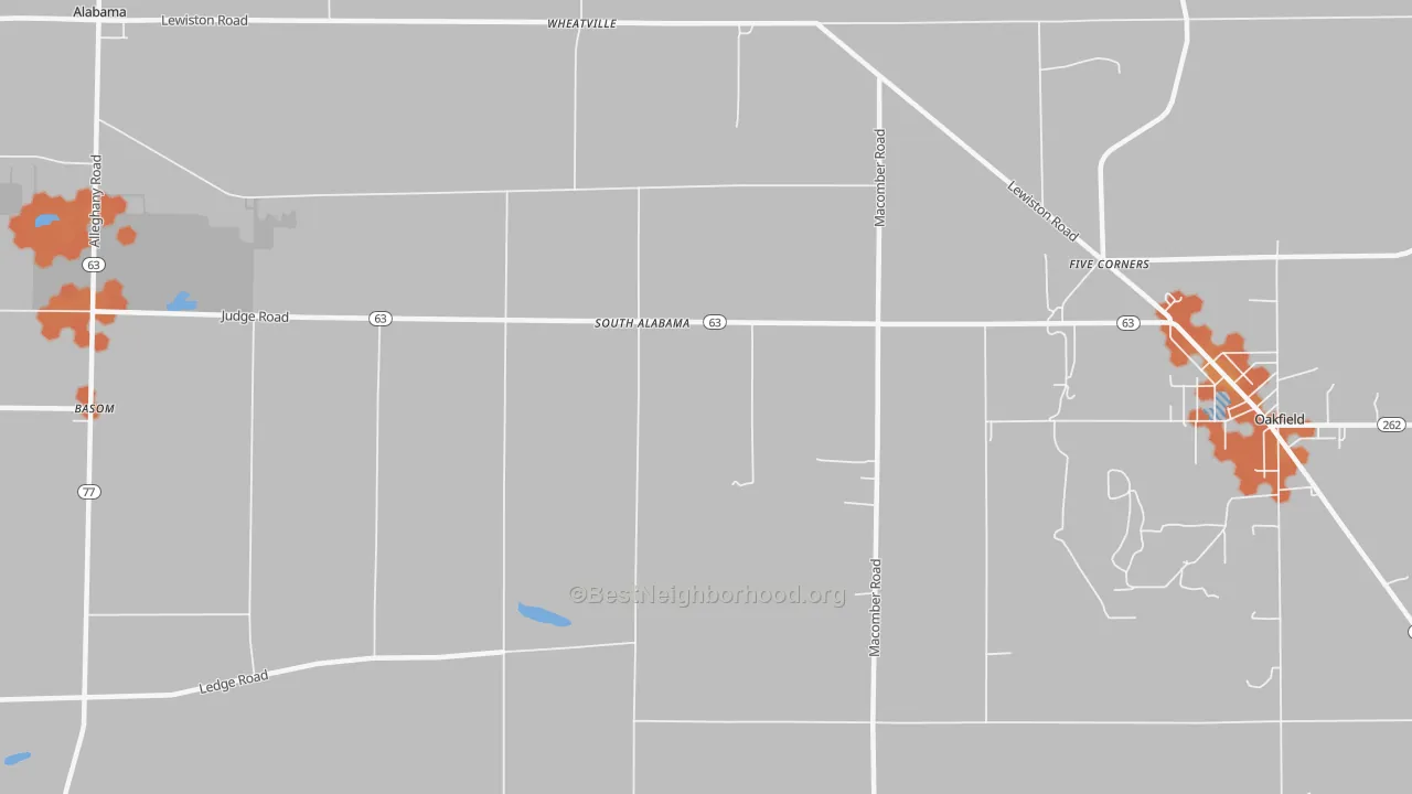 Bike Grade map of South Alabama, NY