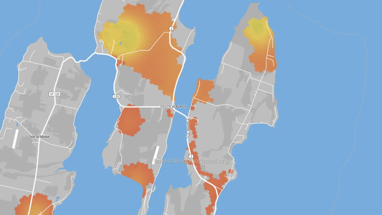 Bike Grade map of South Alburg, VT