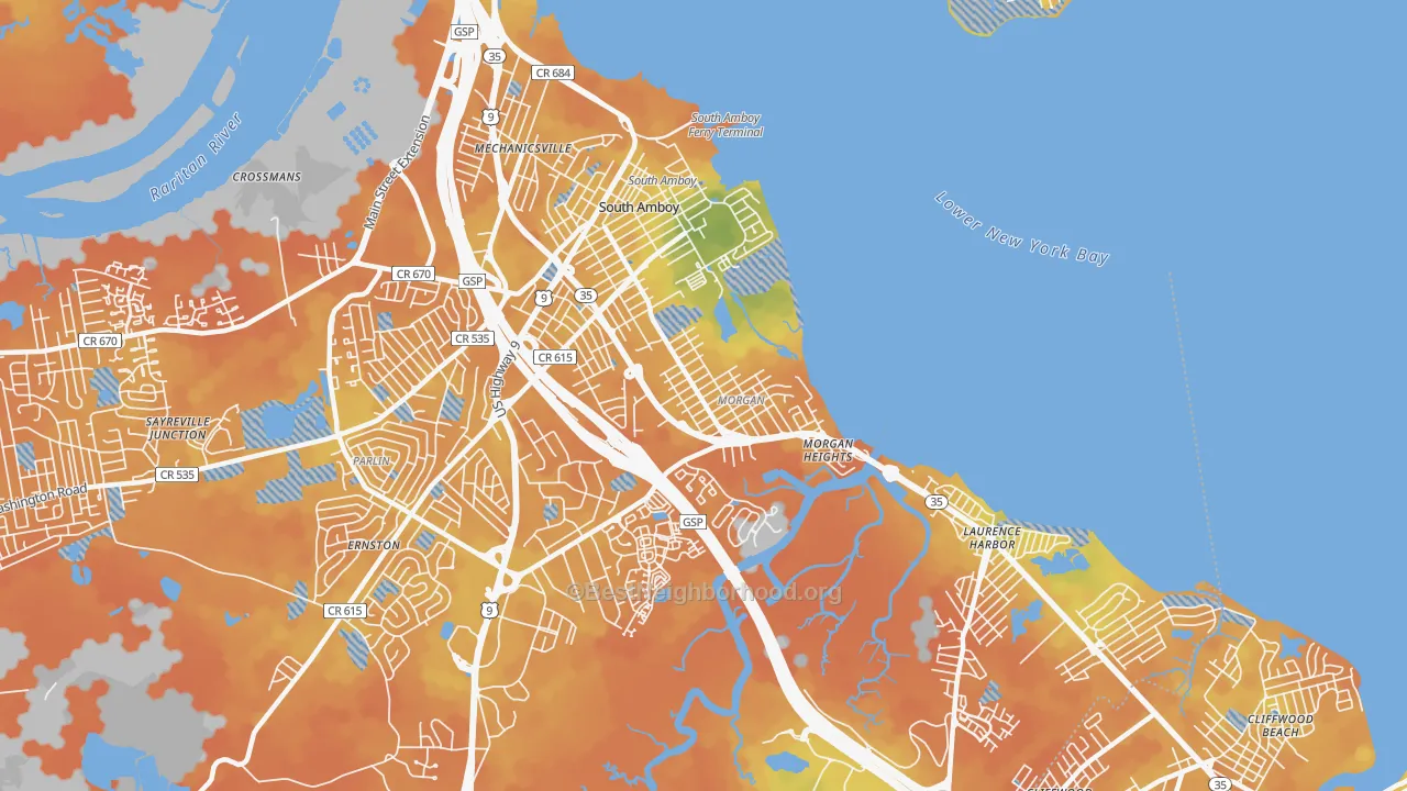 Bike Grade map of South Amboy, NJ