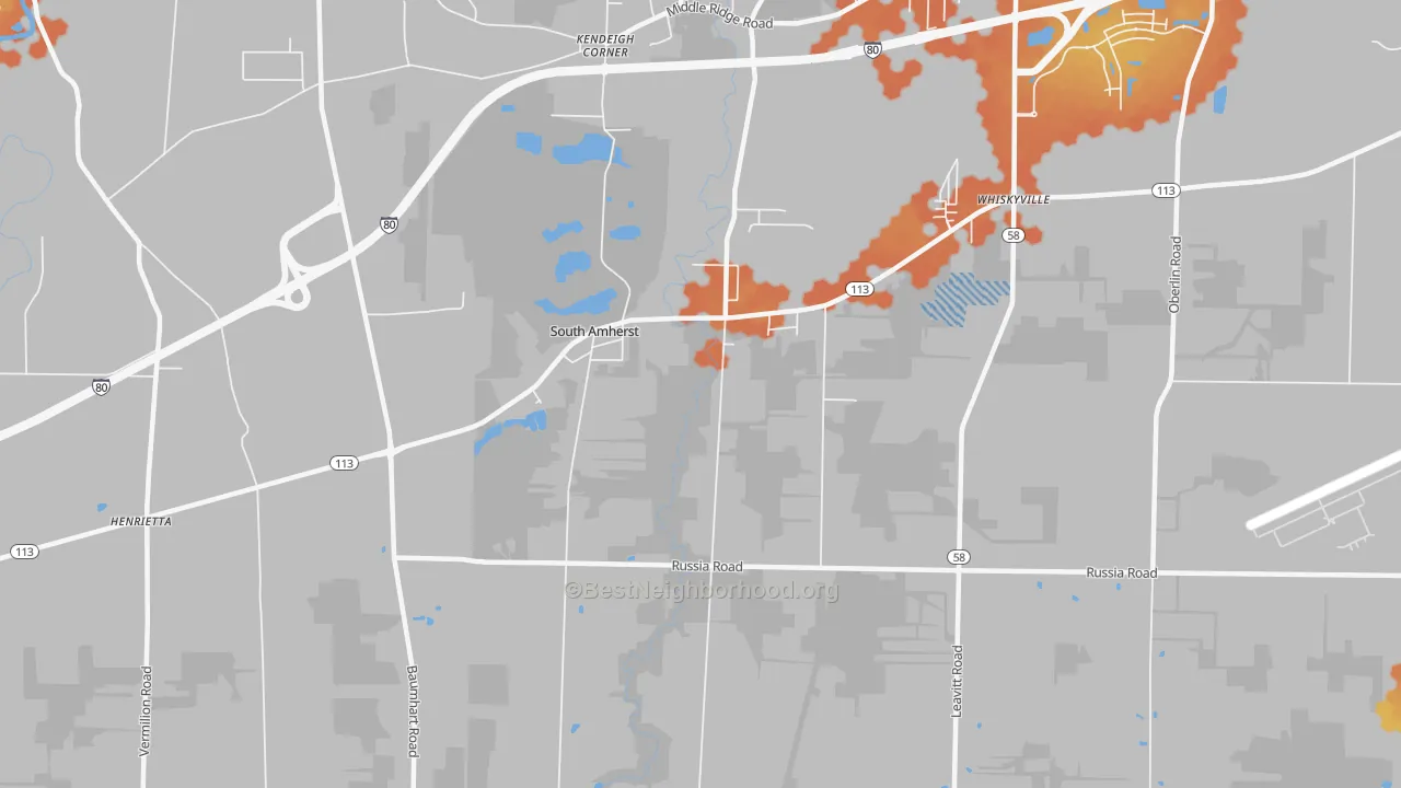 Bike Grade map of South Amherst, OH