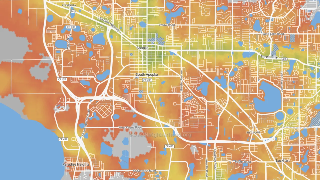 Bike Grade map of South Apopka, FL