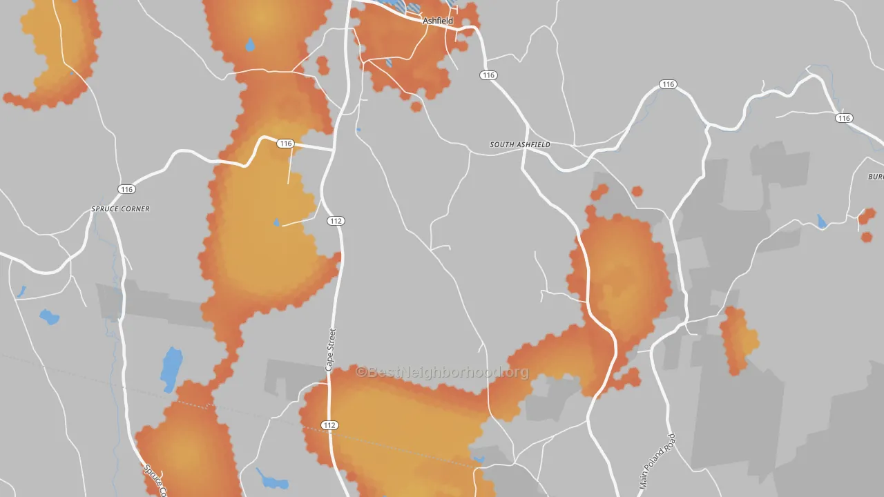 Bike Grade map of South Ashfield, MA
