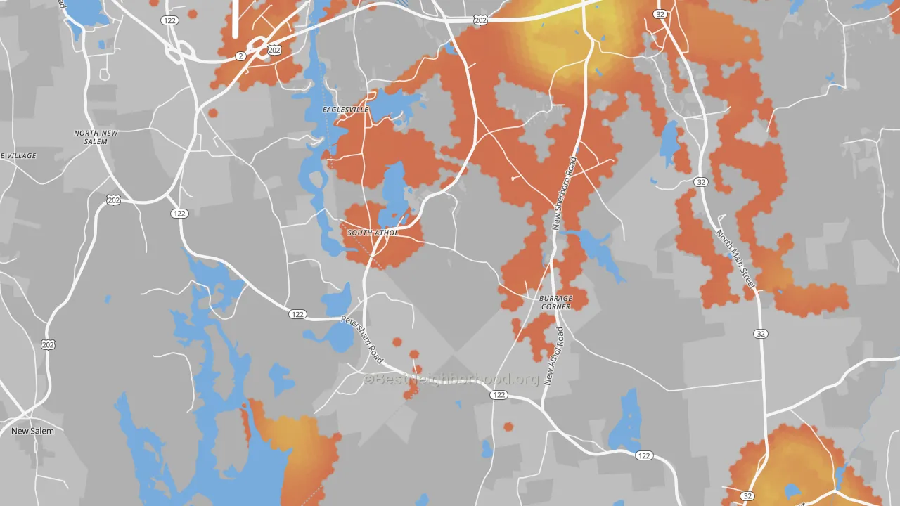 Bike Grade map of South Athol, MA