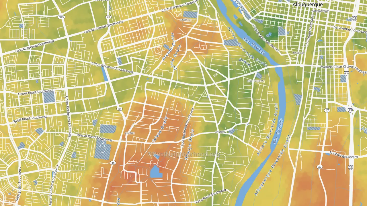 Bike Grade map of South Atrisco, South Valley, NM