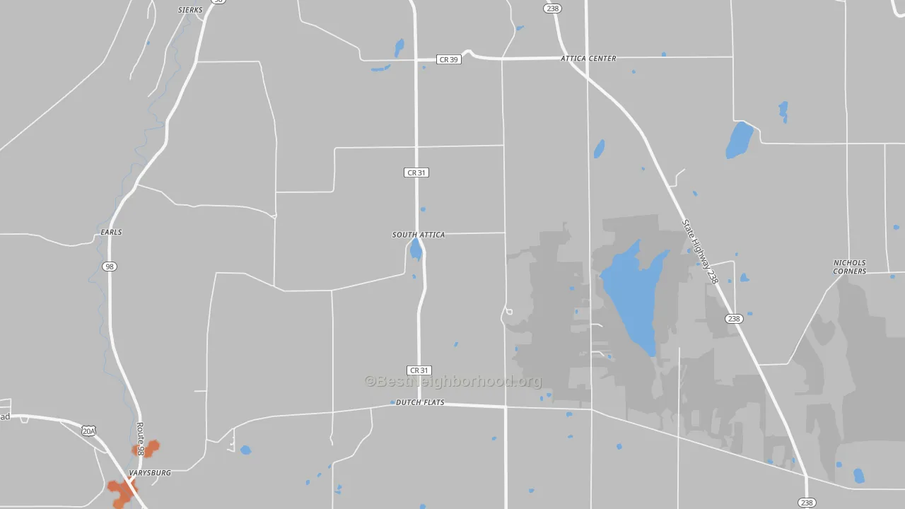 Bike Grade map of South Attica, NY