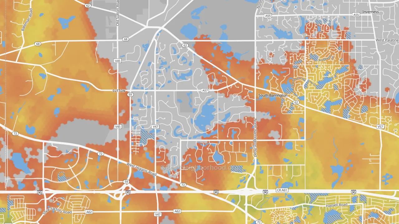 Bike Grade map of South Barrington, IL