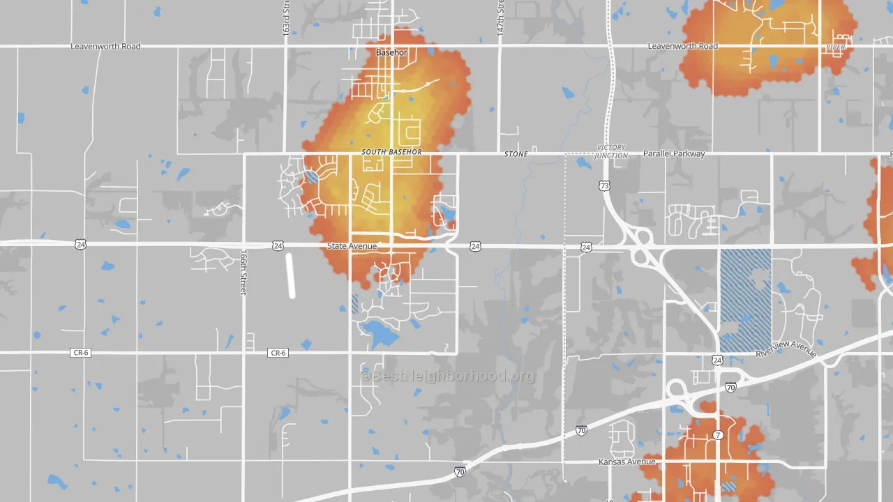 Bike Grade map of South Basehor, KS